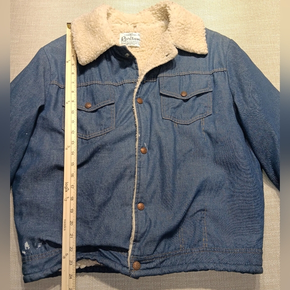 Vintage Raritan Sportswear Denim Sherpa lined Jacket, Size 44, Distressed Wear - Picture 2 of 10